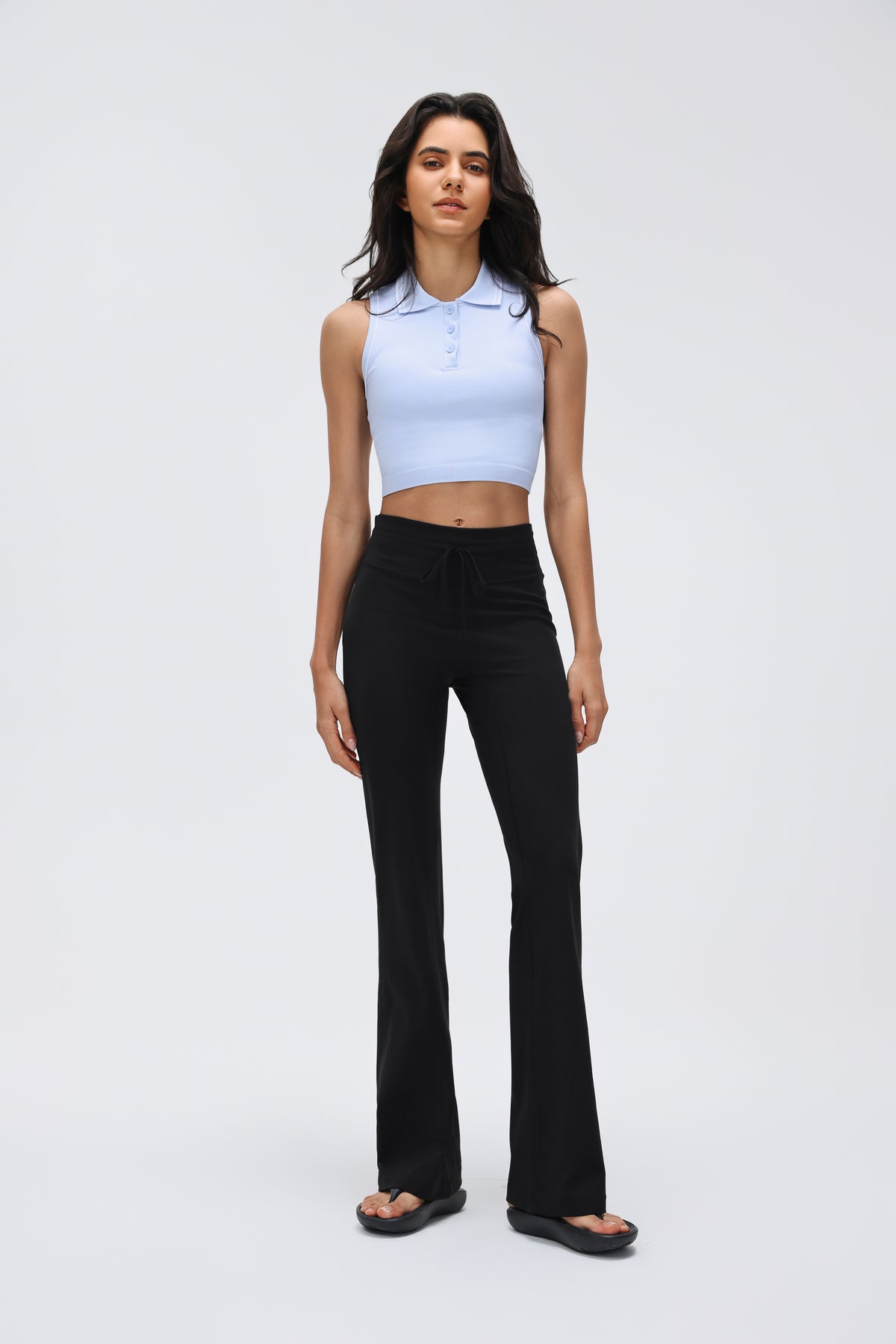 High-waist Flared Pants Drawstring view 2