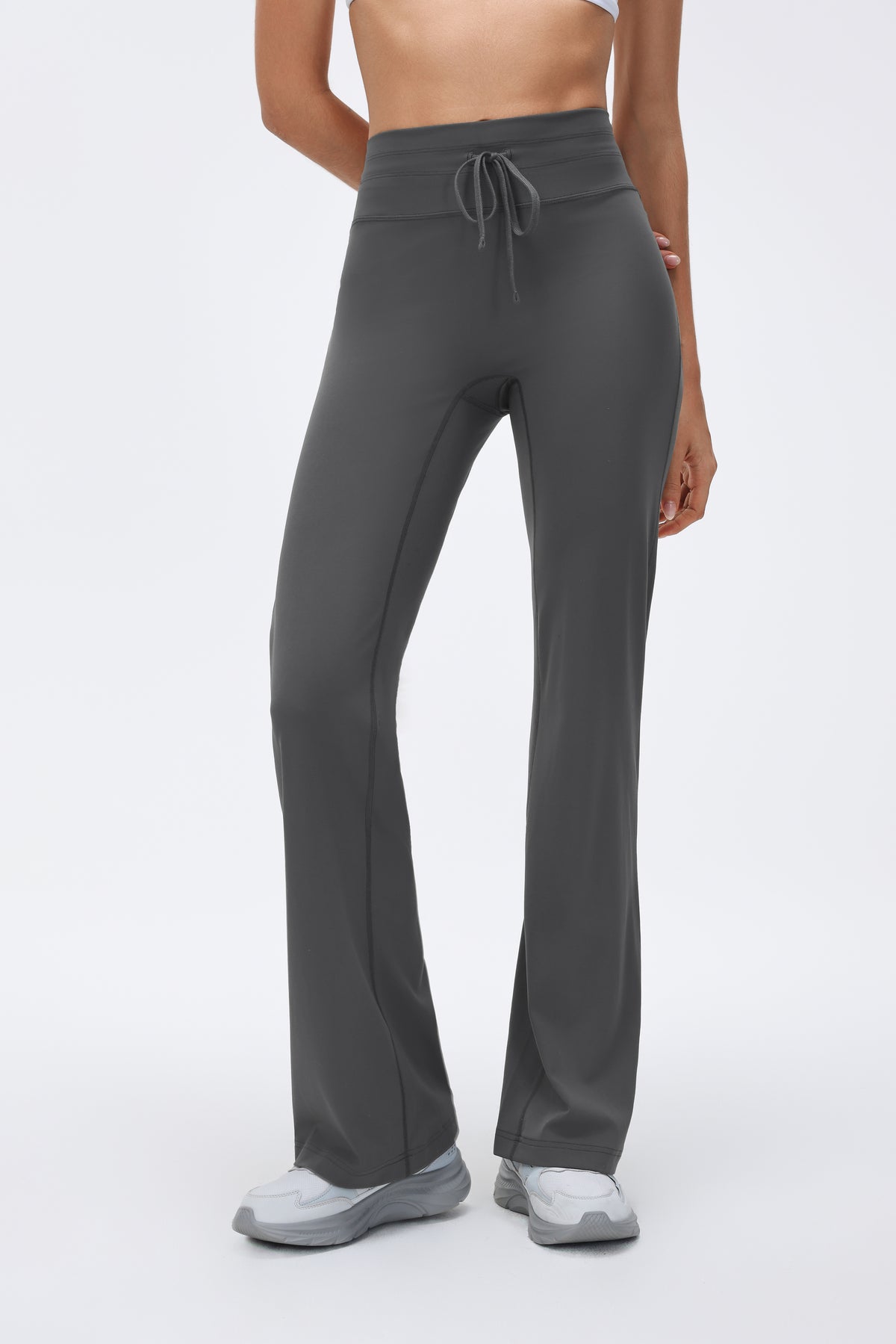 High-waist Flared Pants Drawstring view 4
