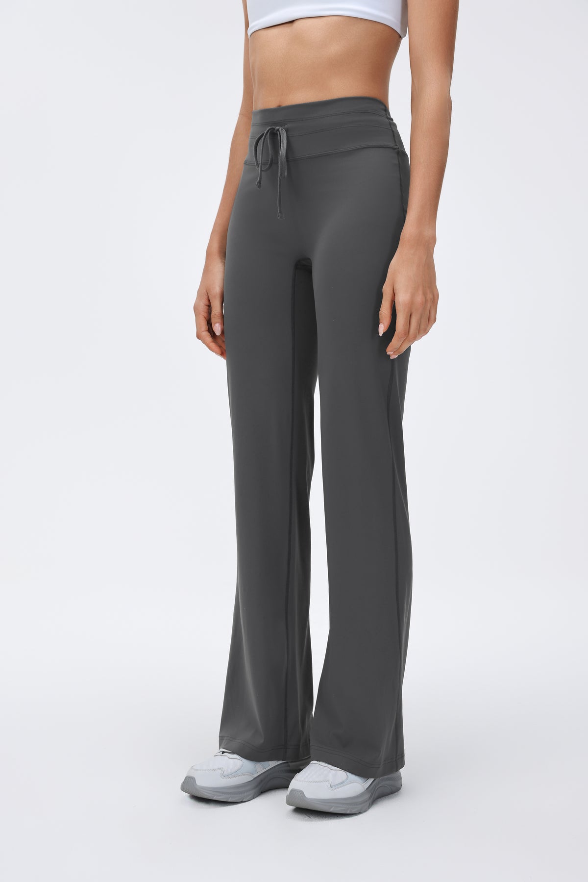 High-waist Flared Pants Drawstring view 6
