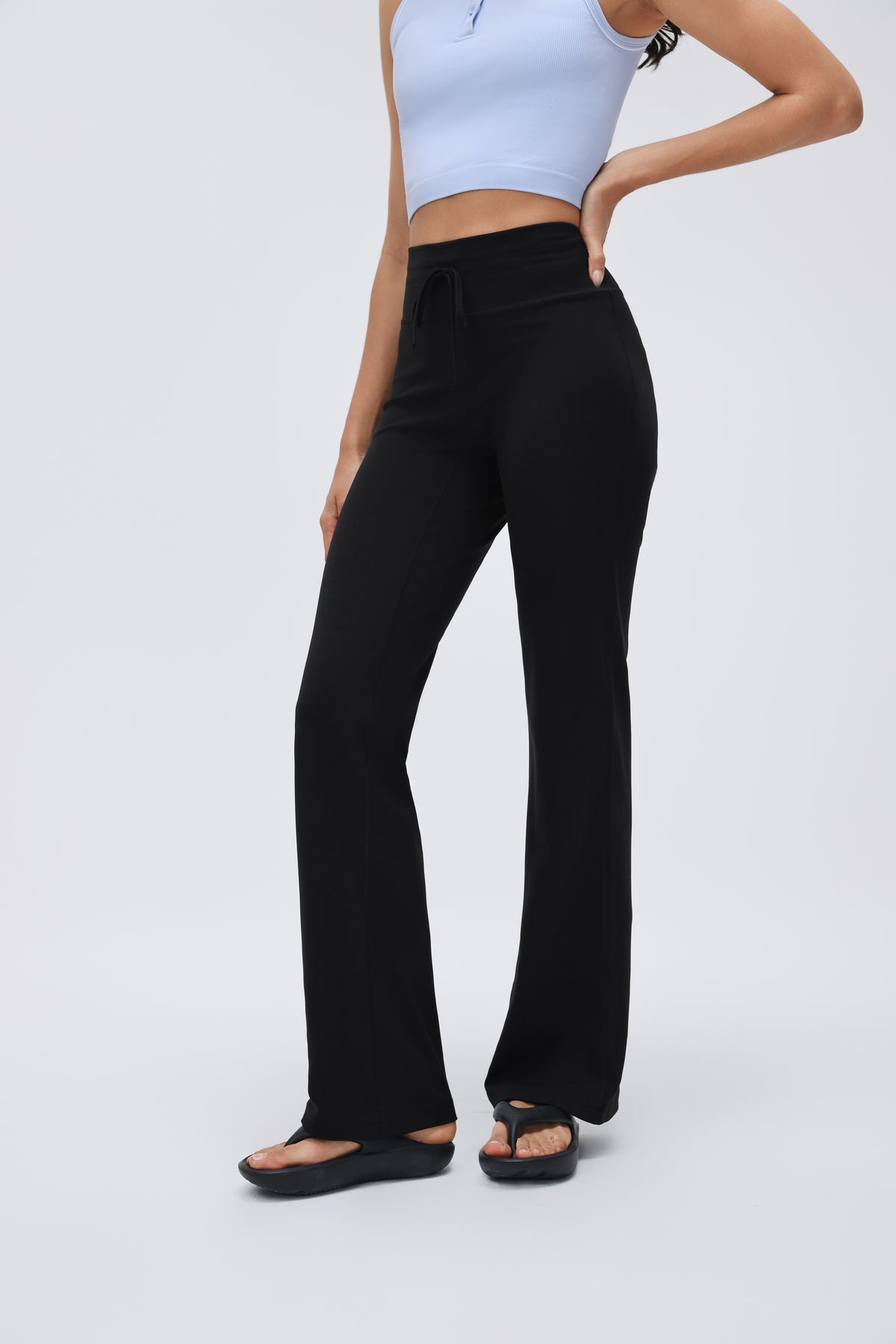 High-waist Flared Pants Drawstring view 8