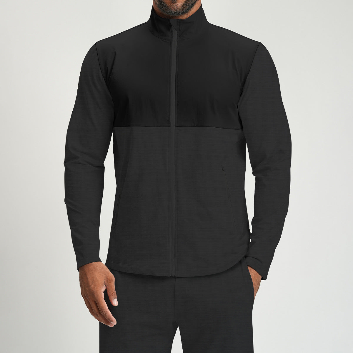Men’s Color-Block Long Sleeve Zip-Up Sports Jacket