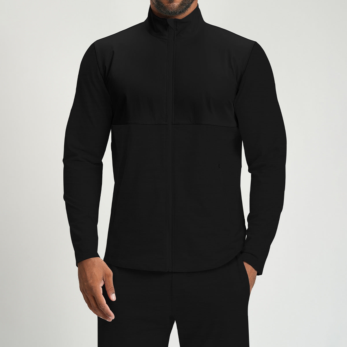 Men’s Color-Block Long Sleeve Zip-Up Sports Jacket view 2