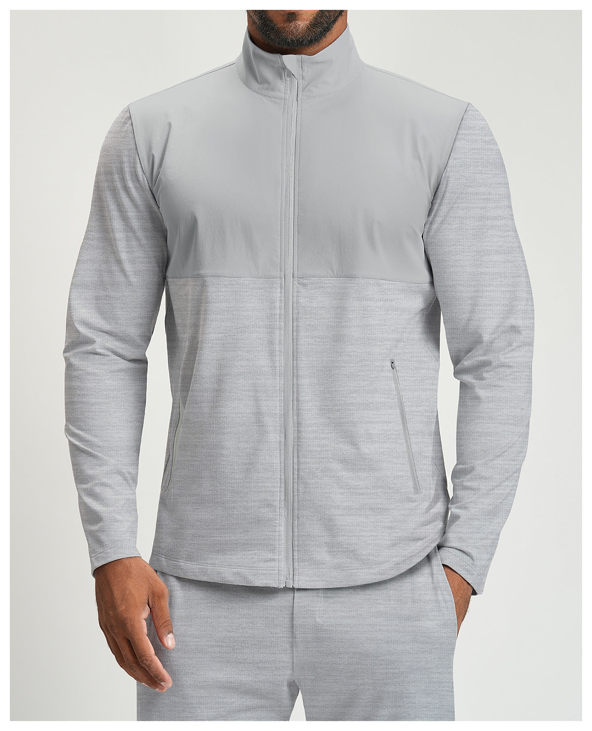 Men’s Color-Block Long Sleeve Zip-Up Sports Jacket view 3