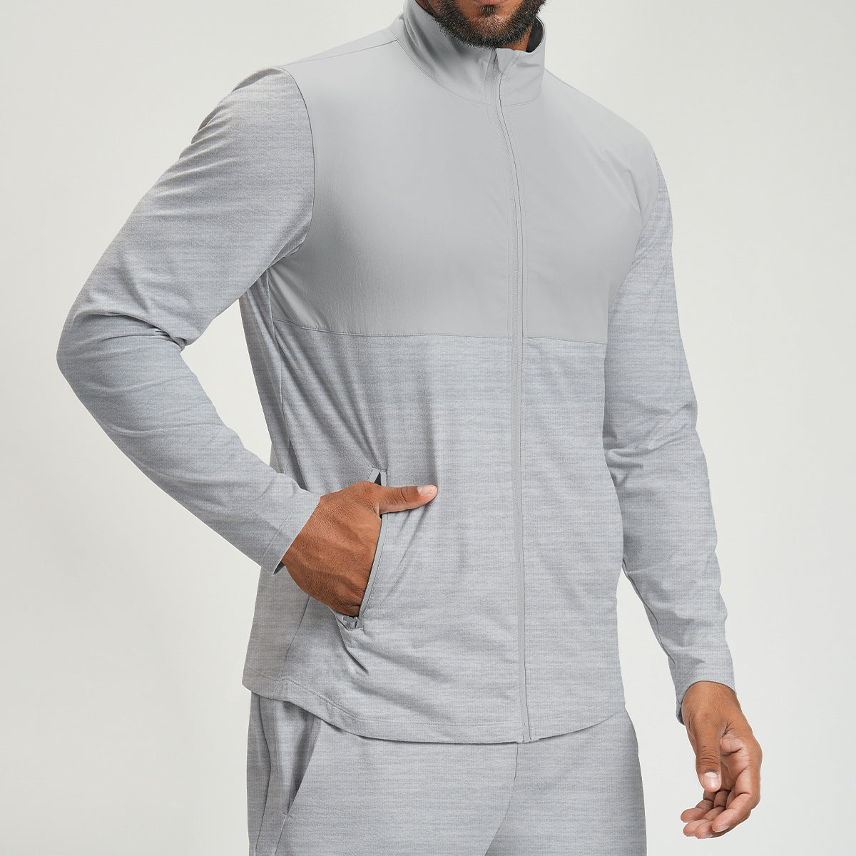 Men’s Color-Block Long Sleeve Zip-Up Sports Jacket view 4