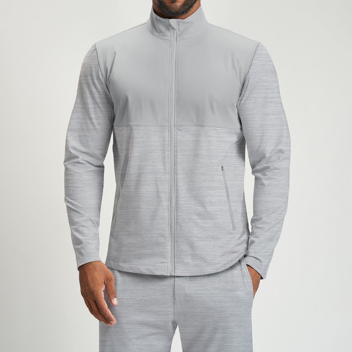 Men’s Color-Block Long Sleeve Zip-Up Sports Jacket view 5