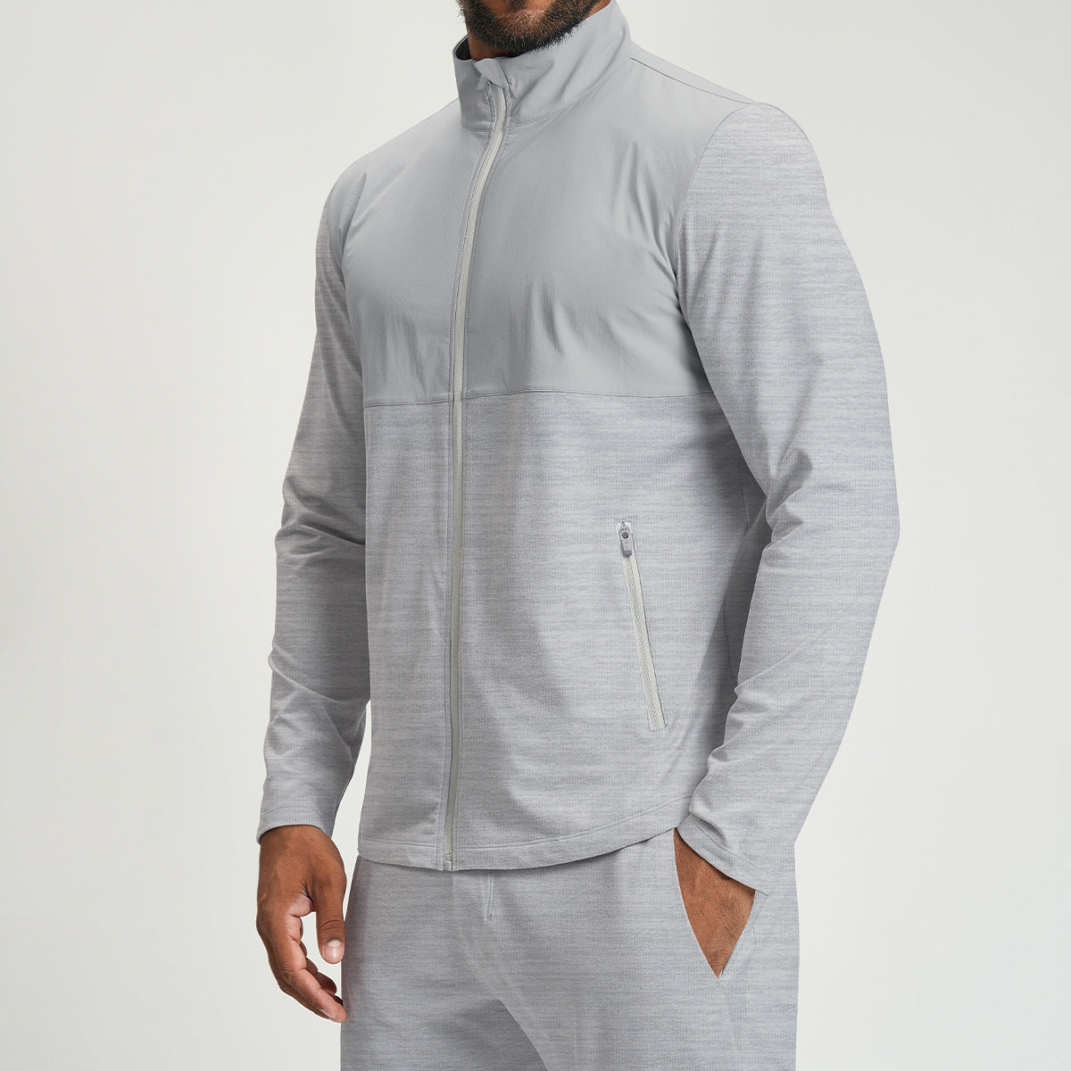 Men’s Color-Block Long Sleeve Zip-Up Sports Jacket view 7