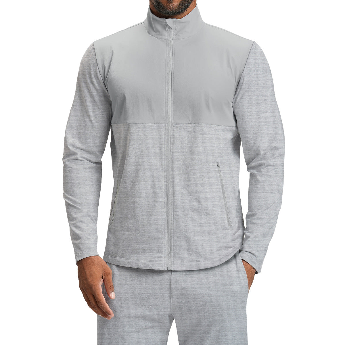 Men’s Color-Block Long Sleeve Zip-Up Sports Jacket view 8