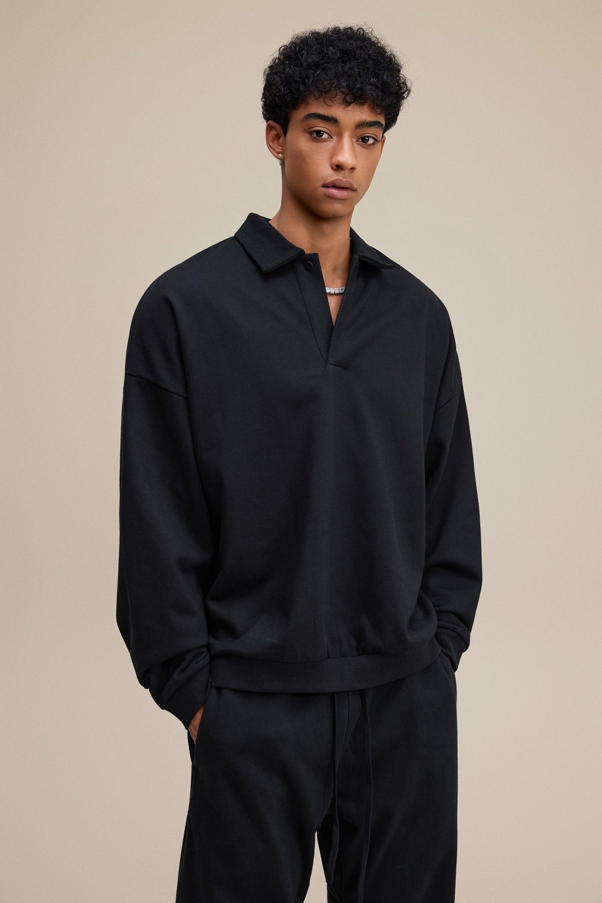 Men’s Heavyweight Fleece Oversized Polo Sweatshirt (445G)