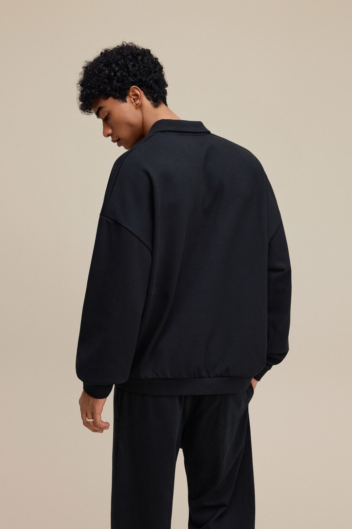 Men’s Heavyweight Fleece Oversized Polo Sweatshirt (445G) view 3