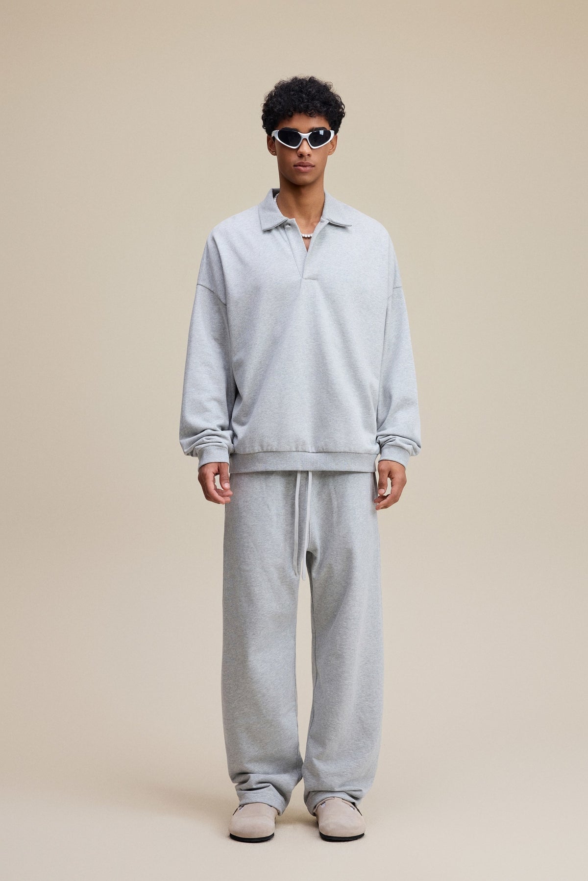 Men’s Heavyweight Fleece Oversized Polo Sweatshirt (445G) view 5