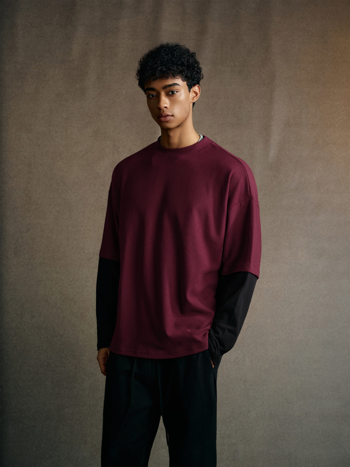 Men’s Layered Contrast Long Sleeve T-Shirt (320G)