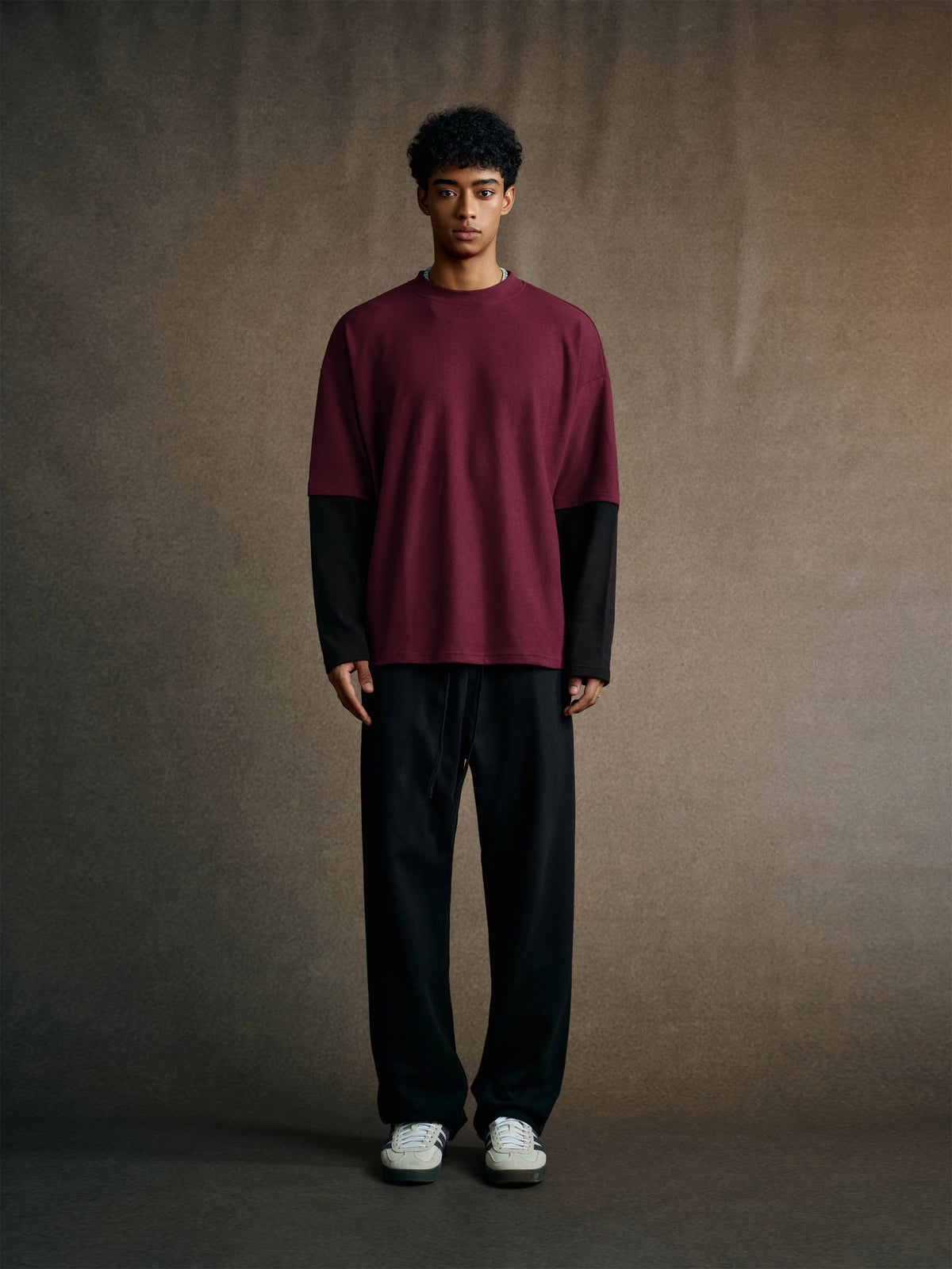 Men’s Layered Contrast Long Sleeve T-Shirt (320G) view 2