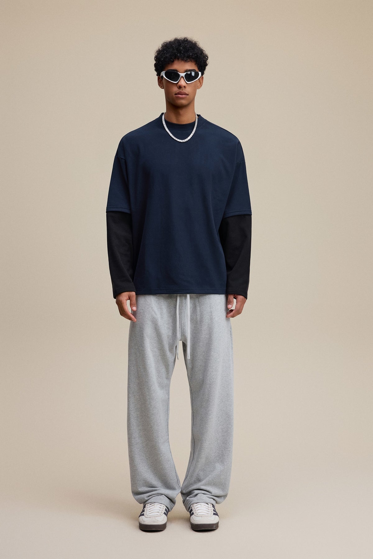 Men’s Layered Contrast Long Sleeve T-Shirt (320G) view 6