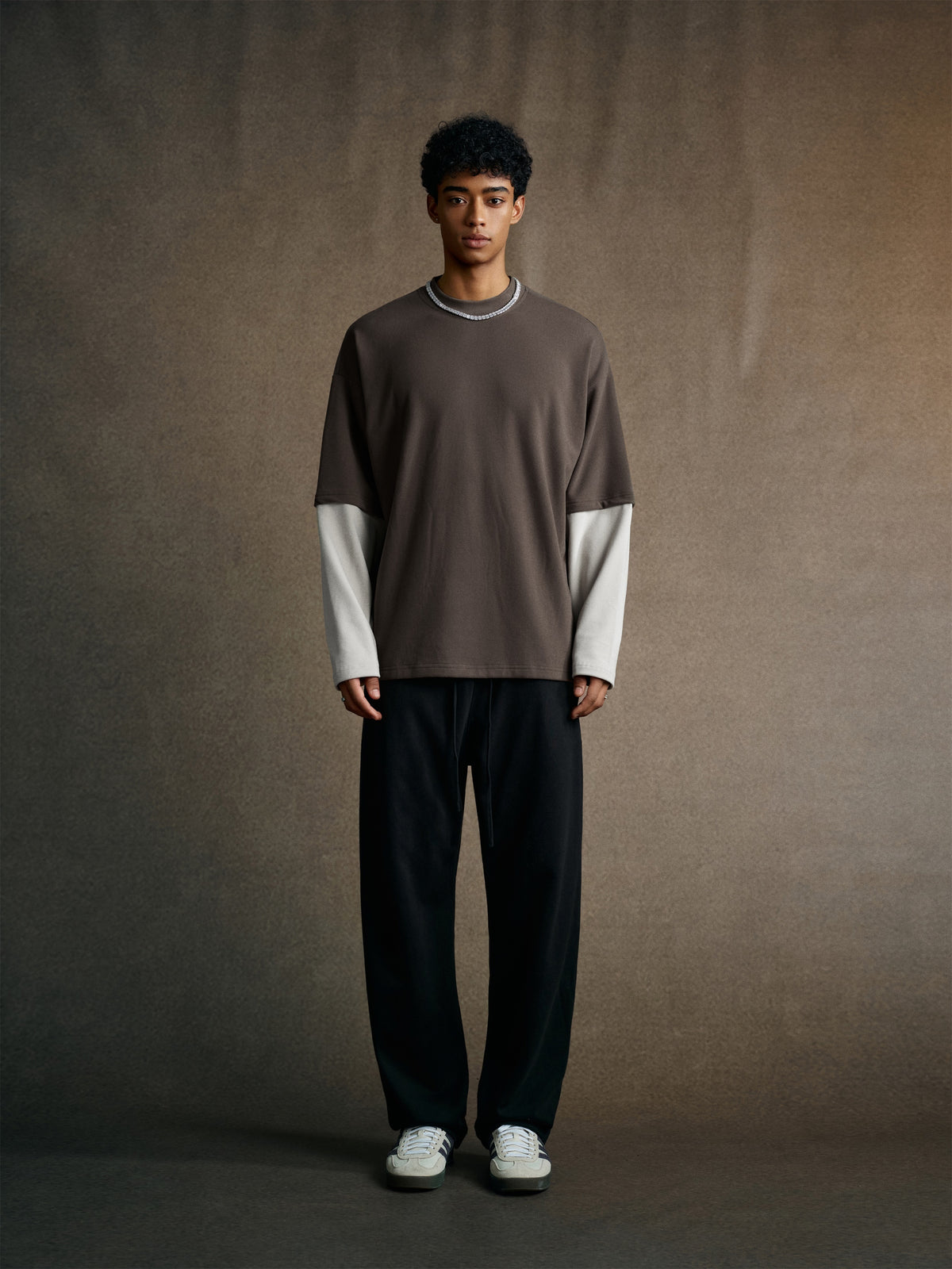 Men’s Layered Contrast Long Sleeve T-Shirt (320G) view 8