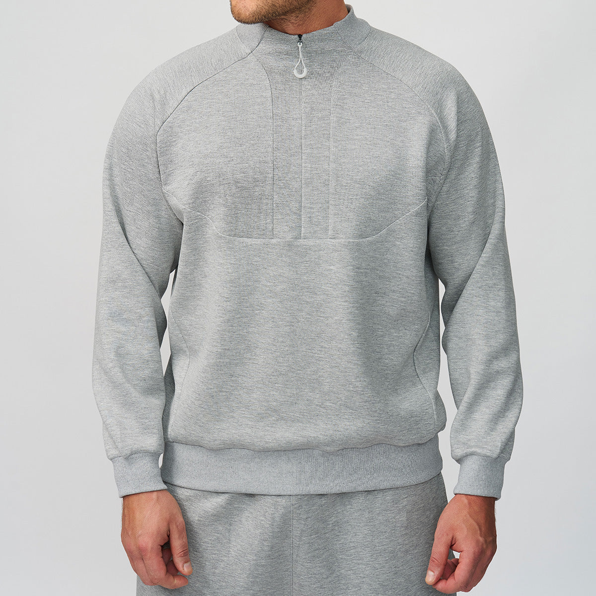 Men’s Lightweight Warm Mock Neck Sweatshirt Jacket view 3