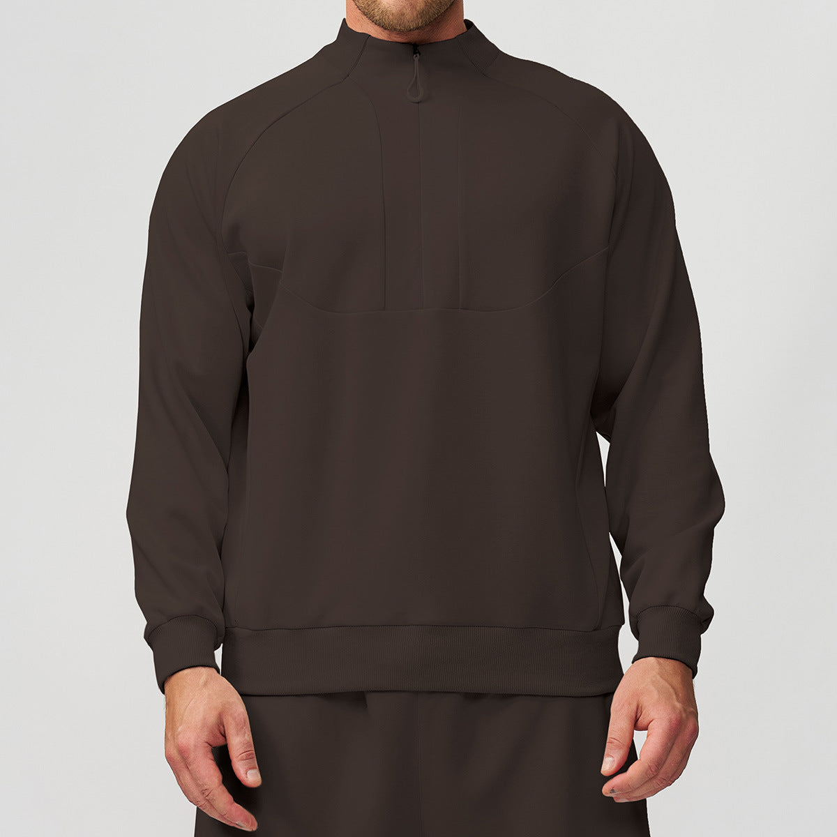 Men’s Lightweight Warm Mock Neck Sweatshirt Jacket view 4