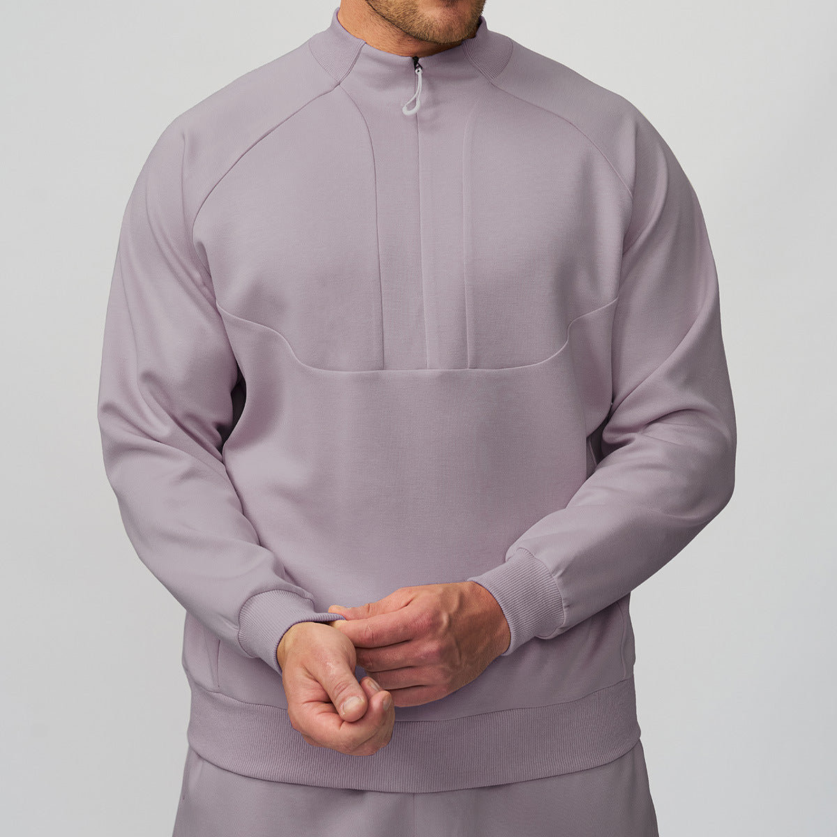 Men’s Lightweight Warm Mock Neck Sweatshirt Jacket view 6