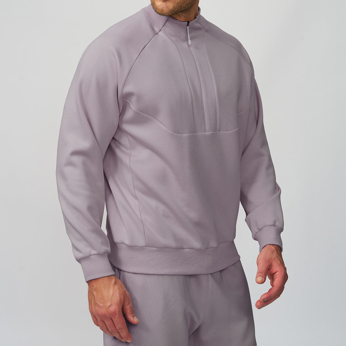 Men’s Lightweight Warm Mock Neck Sweatshirt Jacket view 7