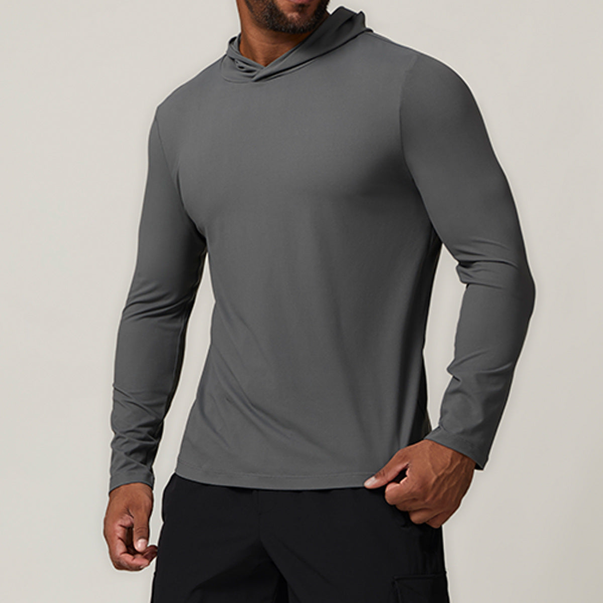 Men’s Performance Long Sleeve Hooded Training Shirt view 7