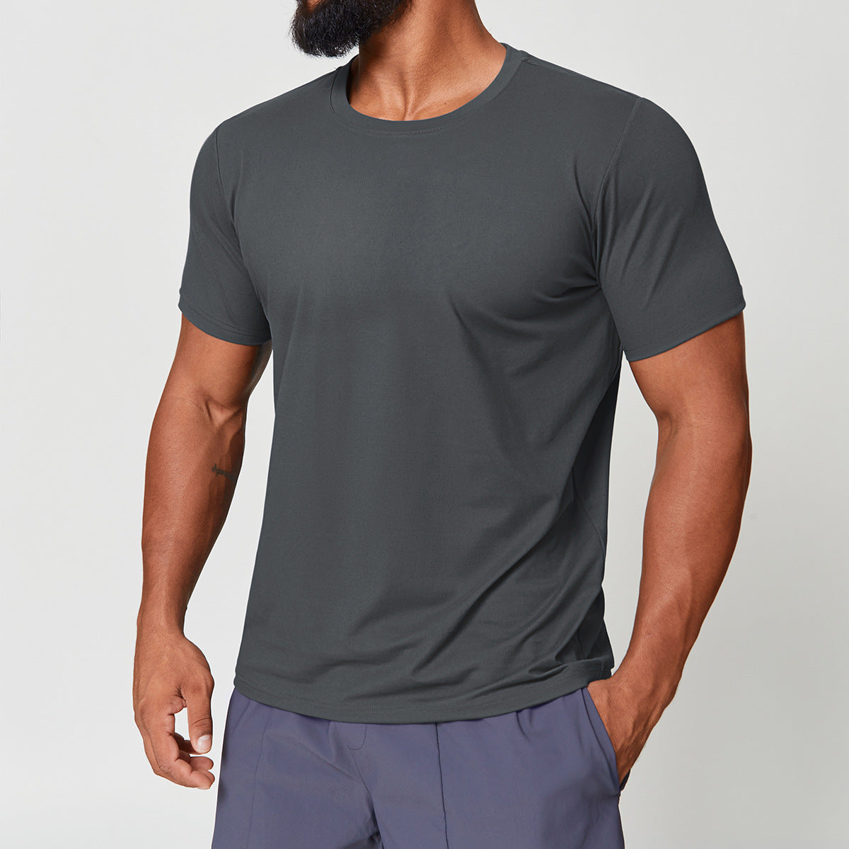Men’s Quick-Dry Double-Brushed Crew Neck T-Shirt view 4