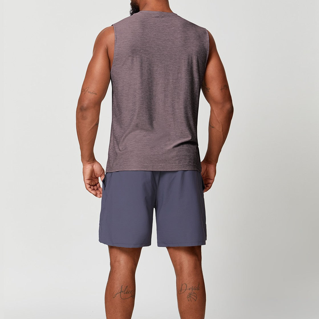 Men’s Quick-Dry Two-Tone Sleeveless Training Tank Top view 7