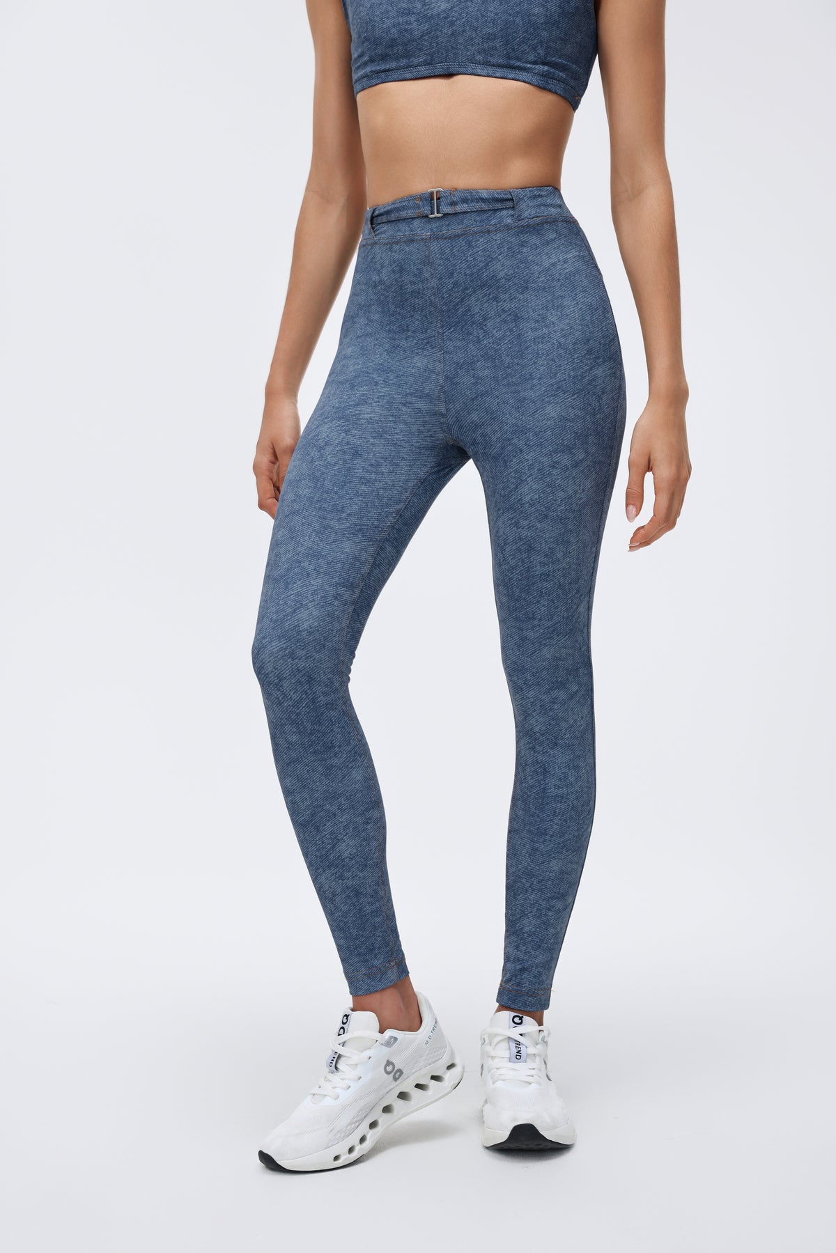 Tight Ultra High-waist Crop Pants Denim-style Print view 2