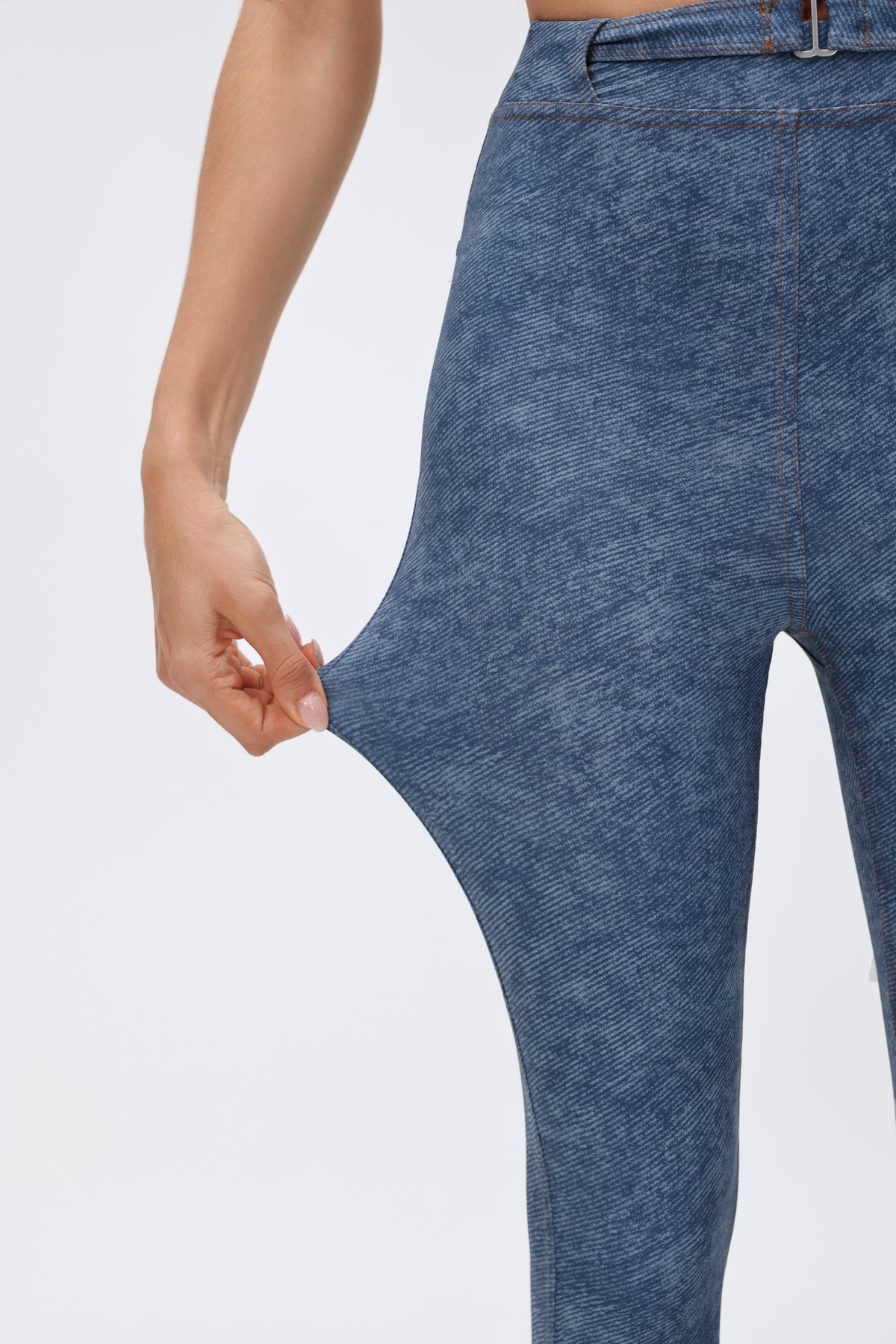 Tight Ultra High-waist Crop Pants Denim-style Print view 4