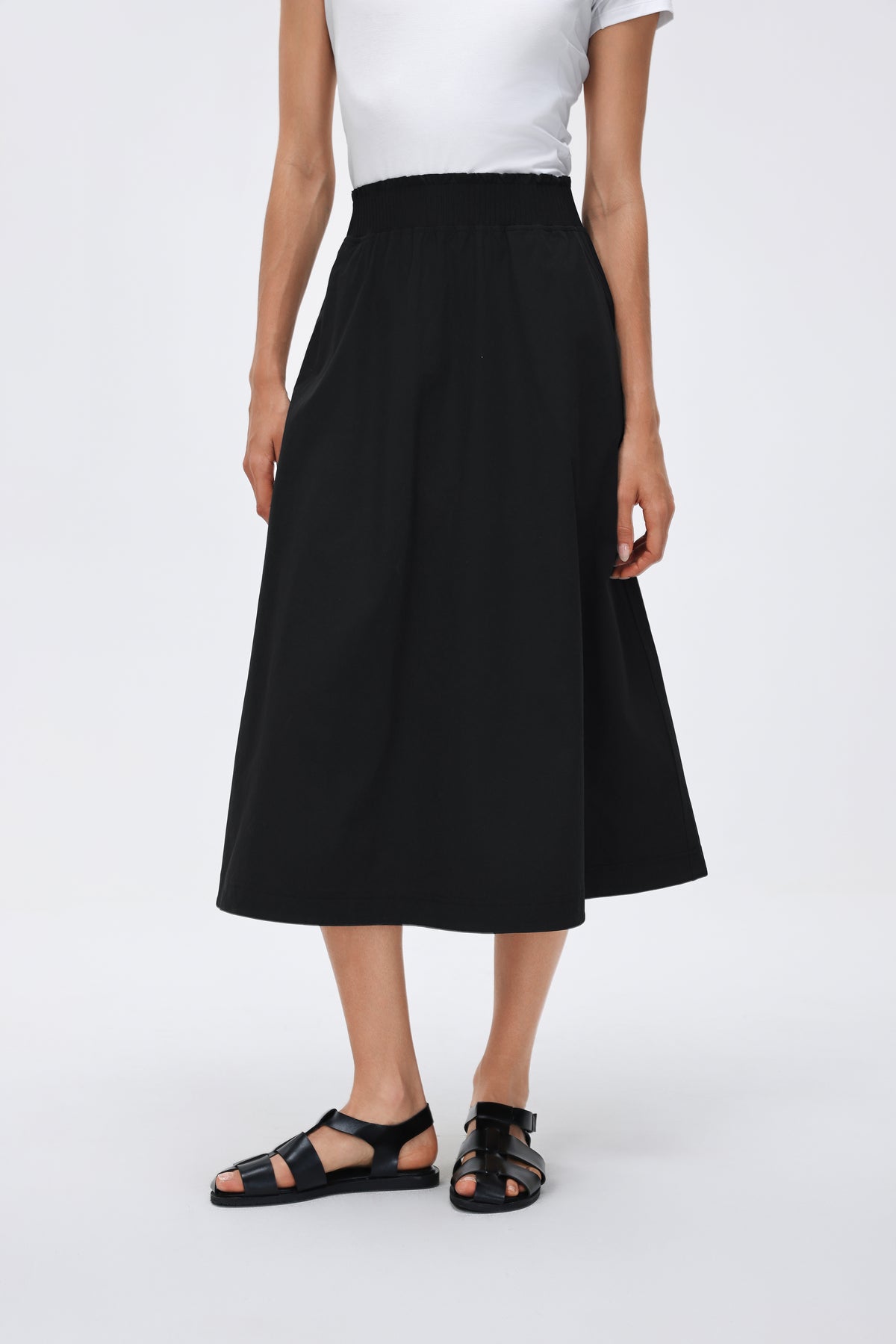 Waist Pleated Midi Skirt