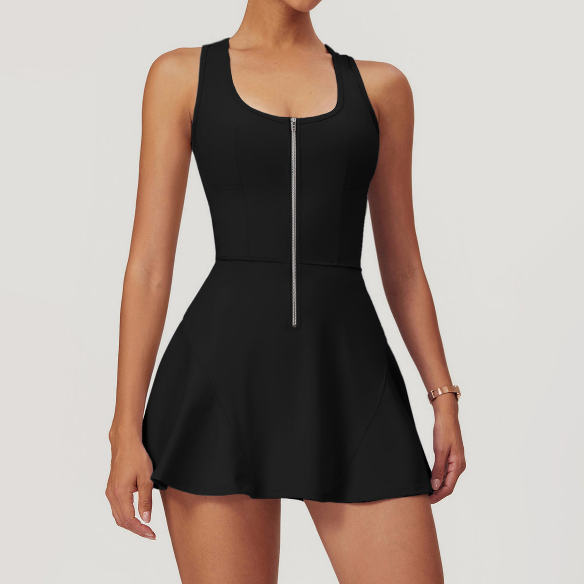 Women’s Built-In Bodysuit Tennis Dress with UV Protection