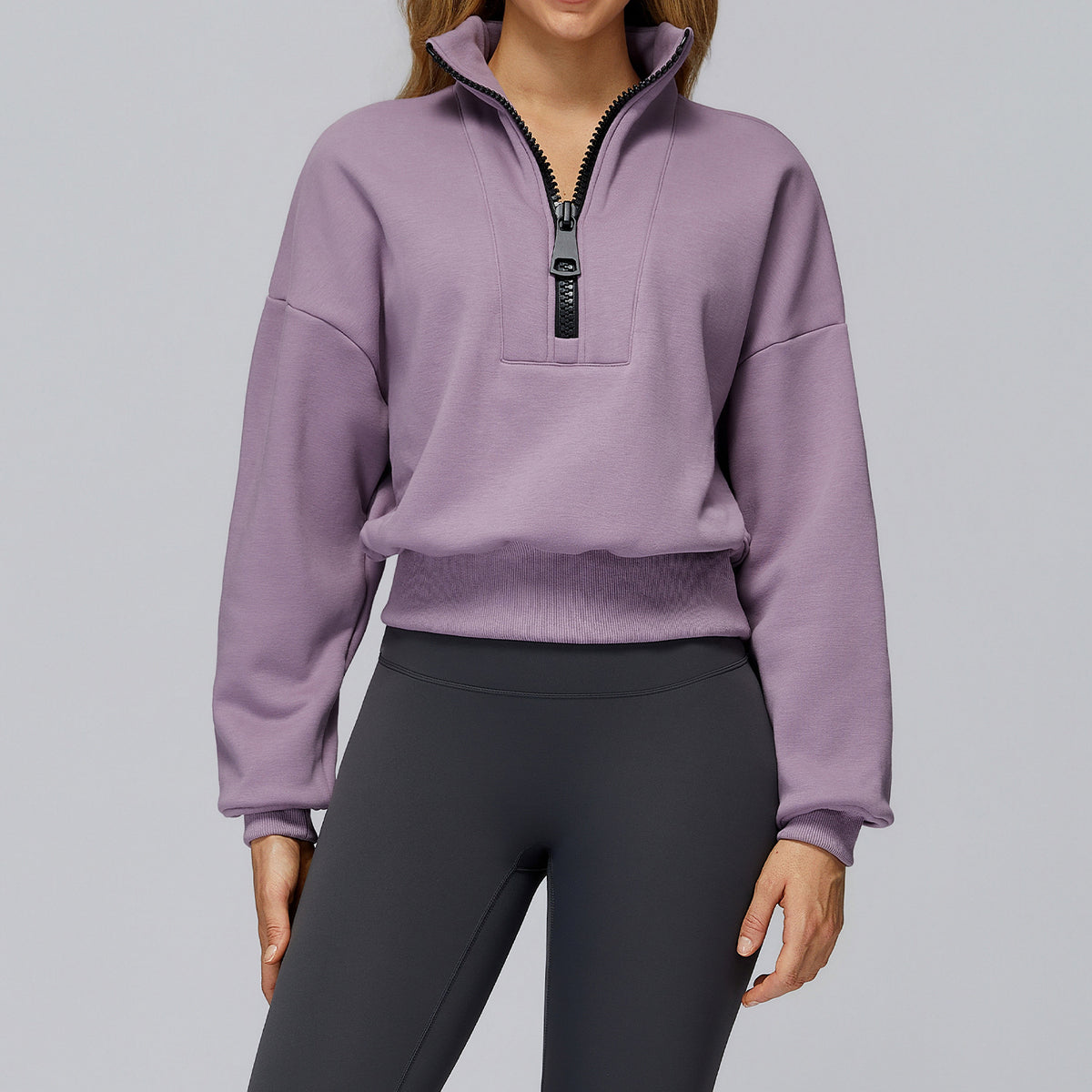 Women’s Half-Zip Fleece Oversized Sweatshirt view 4