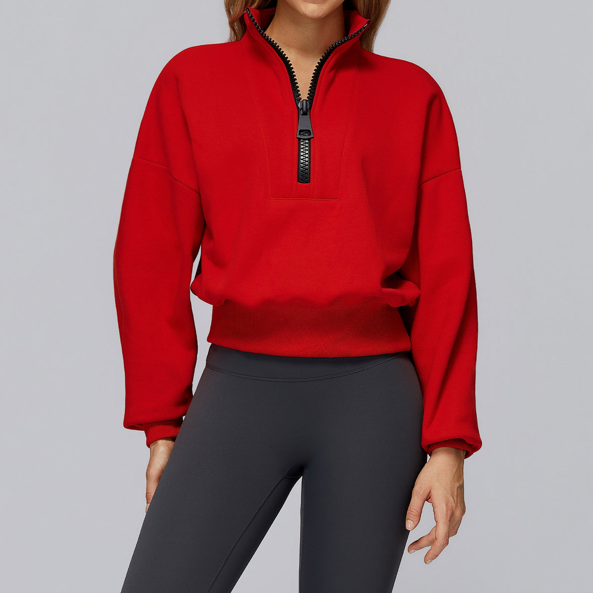 Women’s Half-Zip Fleece Oversized Sweatshirt view 5