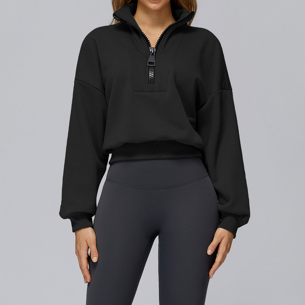 Women’s Half-Zip Fleece Oversized Sweatshirt view 6