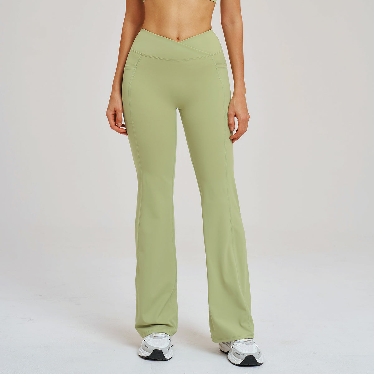 Women’s High-Waisted Crossover Waist Flared Yoga Pants