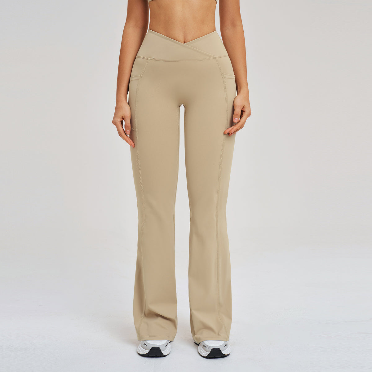Women’s High-Waisted Crossover Waist Flared Yoga Pants view 2