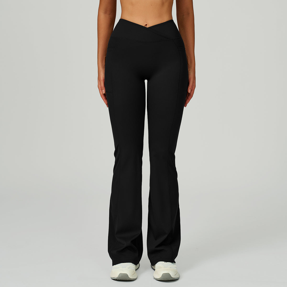 Women’s High-Waisted Crossover Waist Flared Yoga Pants view 3