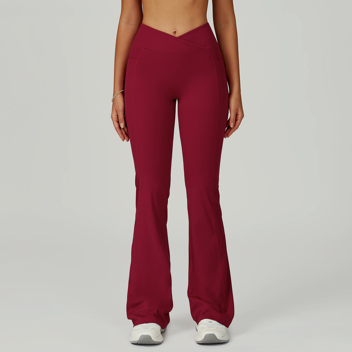 Women’s High-Waisted Crossover Waist Flared Yoga Pants view 4
