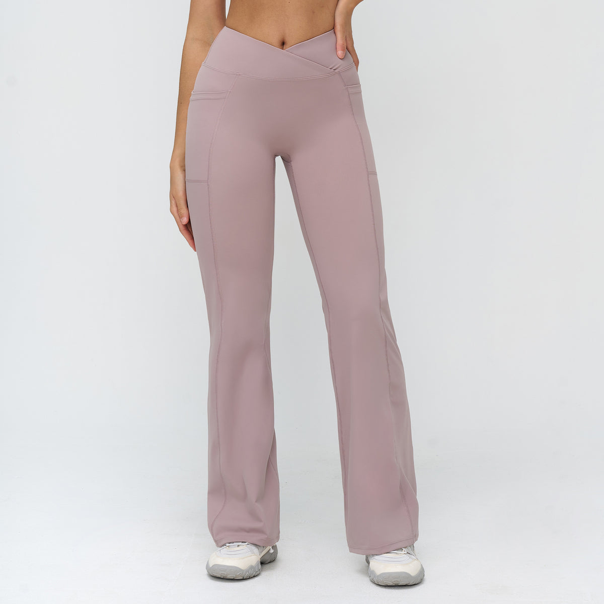 Women’s High-Waisted Crossover Waist Flared Yoga Pants view 6