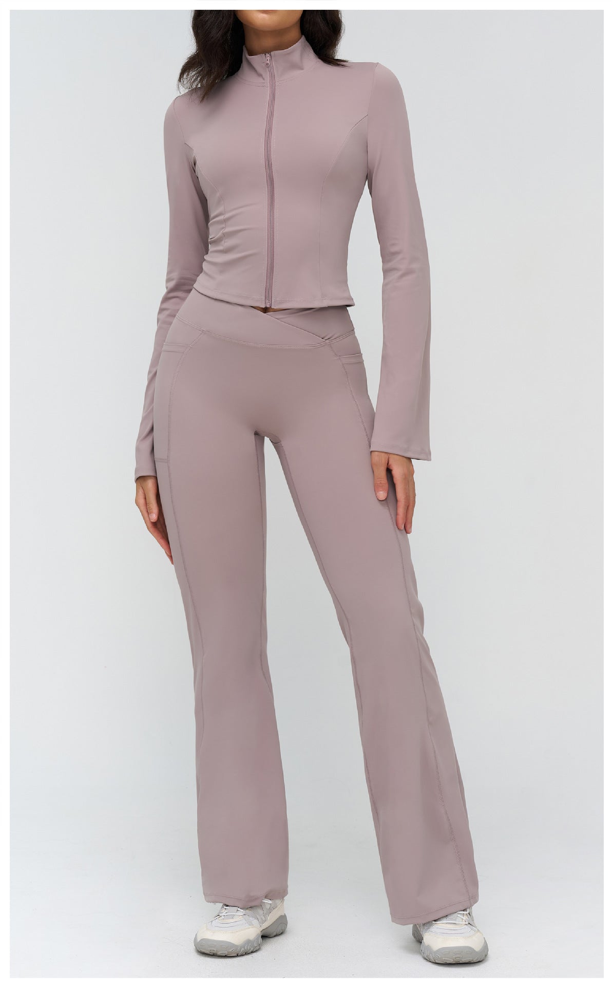 Women’s High-Waisted Crossover Waist Flared Yoga Pants view 8