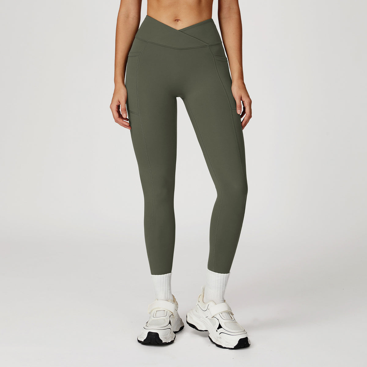 Women’s High-Waisted Crossover Waist Sculpting Yoga Leggings view 3
