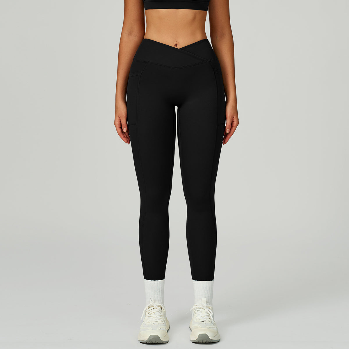 Women’s High-Waisted Crossover Waist Sculpting Yoga Leggings view 4