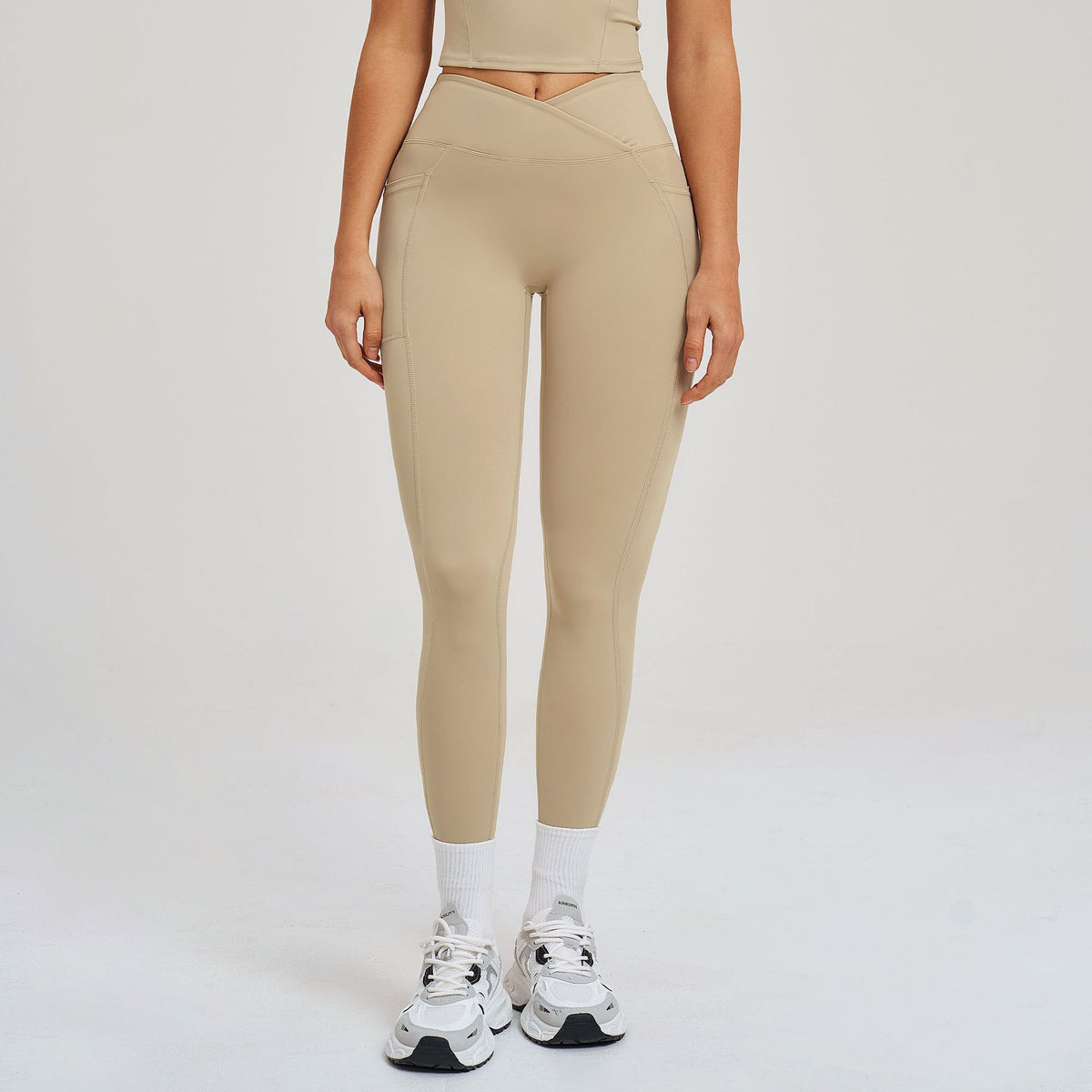 Women’s High-Waisted Crossover Waist Sculpting Yoga Leggings view 5