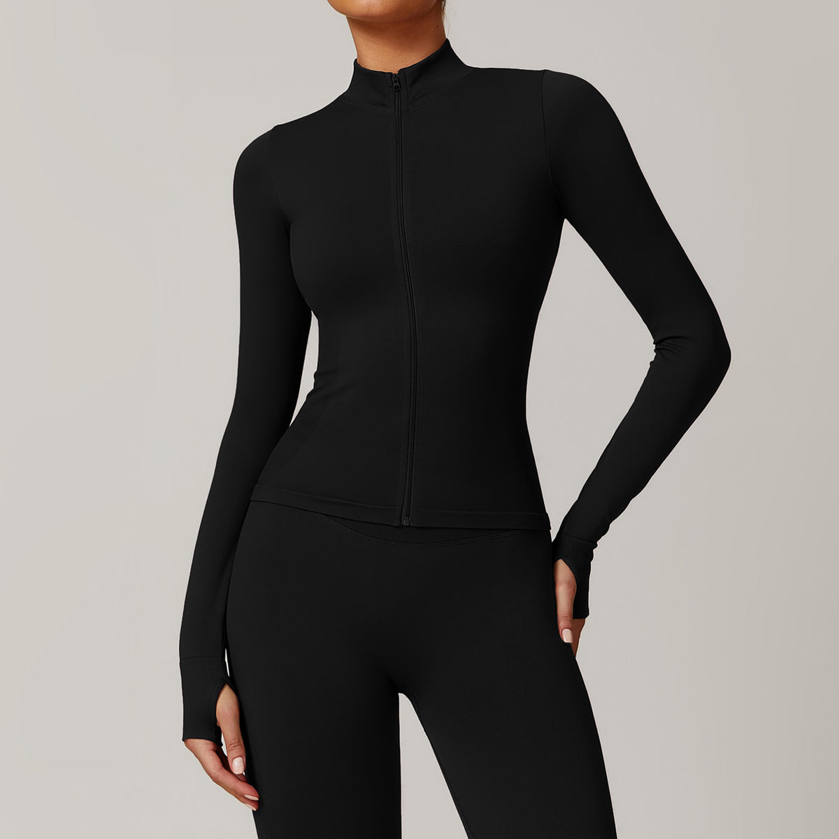 Women’s Seamless Stand Collar Zip-Up Sports Jacket