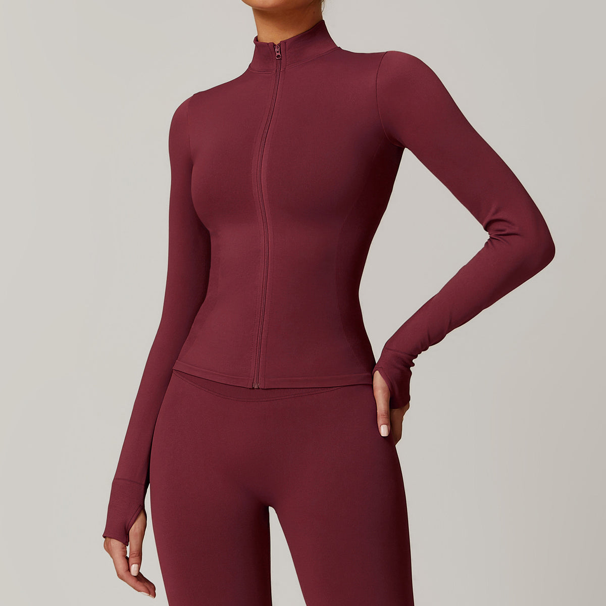 Women’s Seamless Stand Collar Zip-Up Sports Jacket view 2