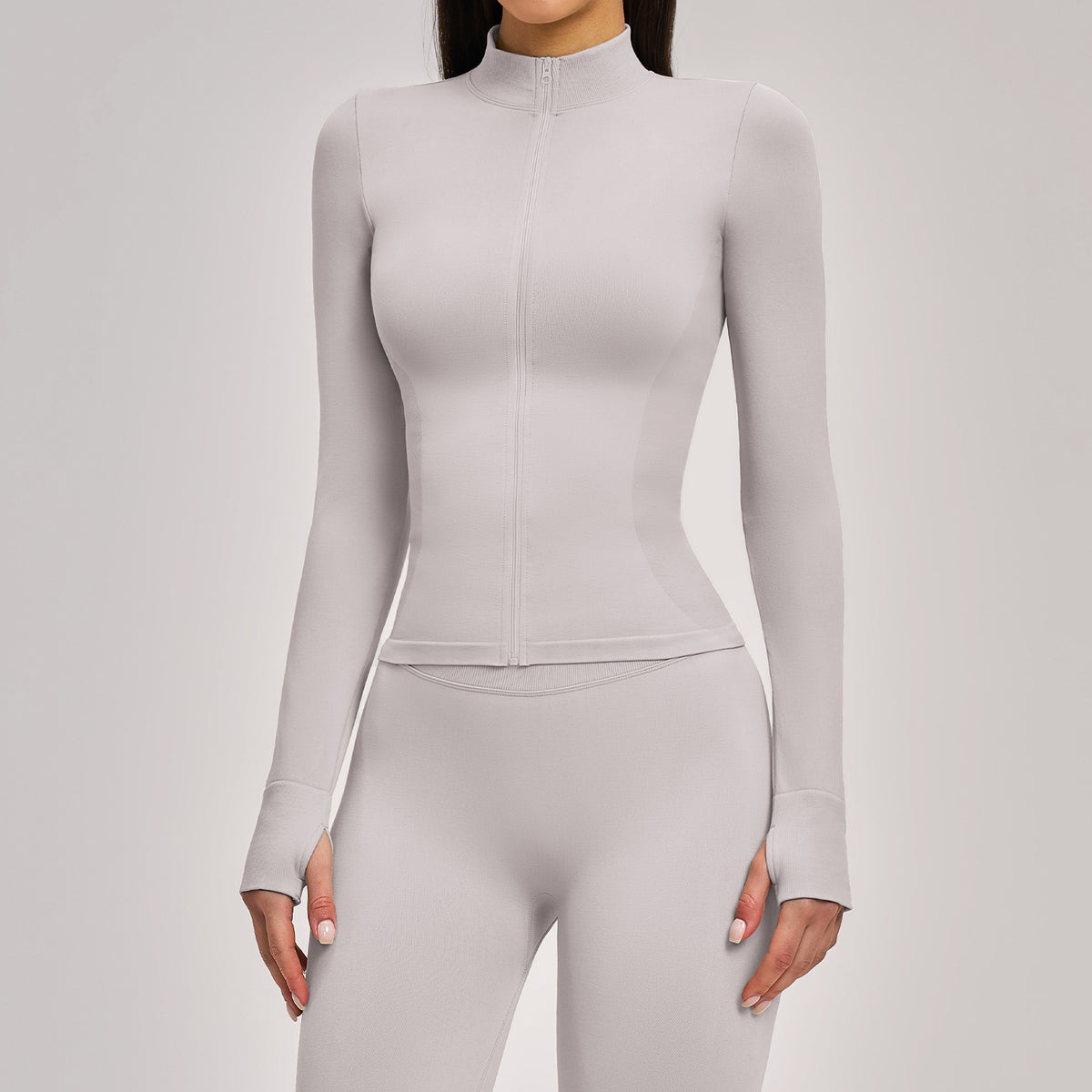 Women’s Seamless Stand Collar Zip-Up Sports Jacket view 3