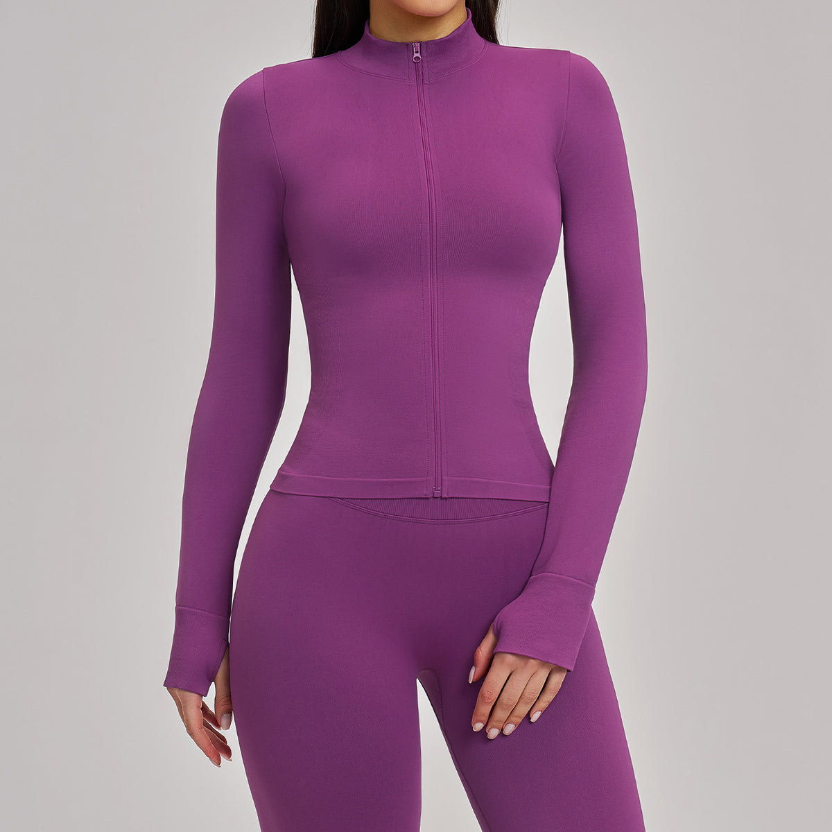 Women’s Seamless Stand Collar Zip-Up Sports Jacket view 8